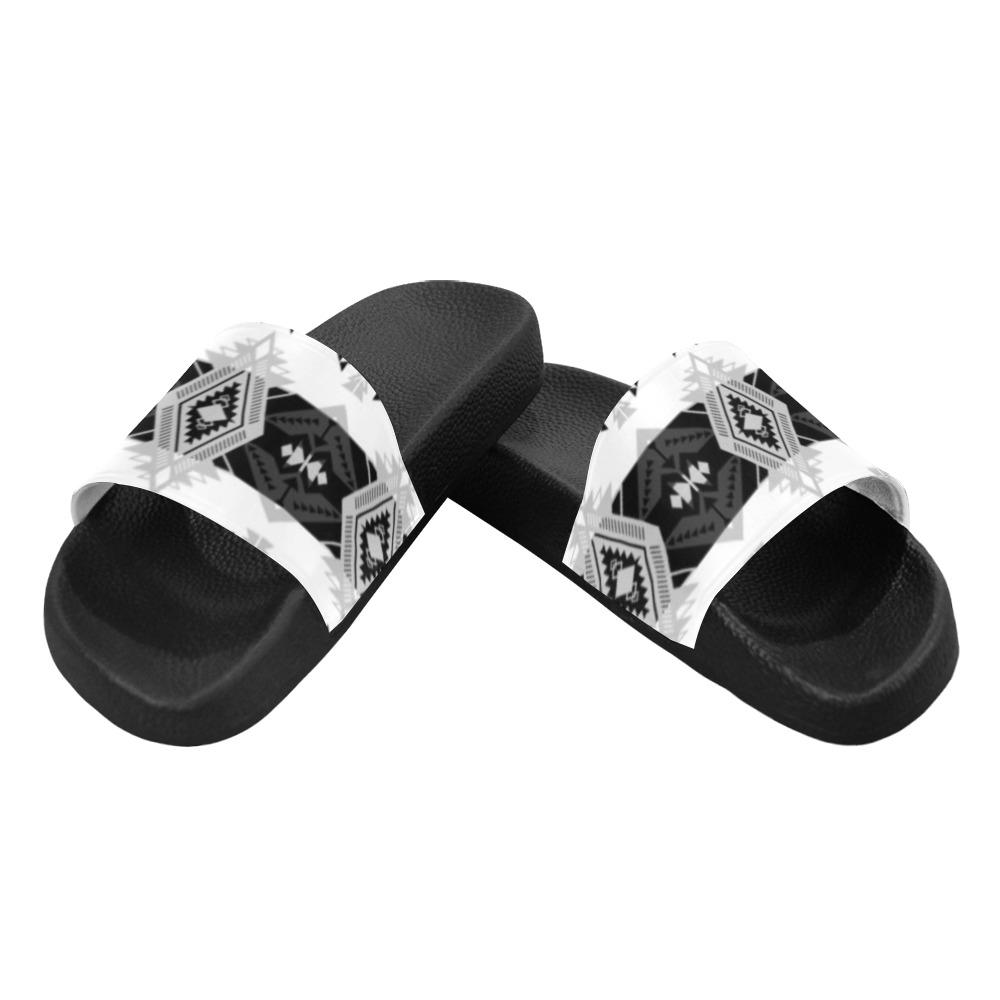 Sovereign Nation Black and White Men's Slide Sandals (Model 057) Men's Slide Sandals (057) e-joyer 