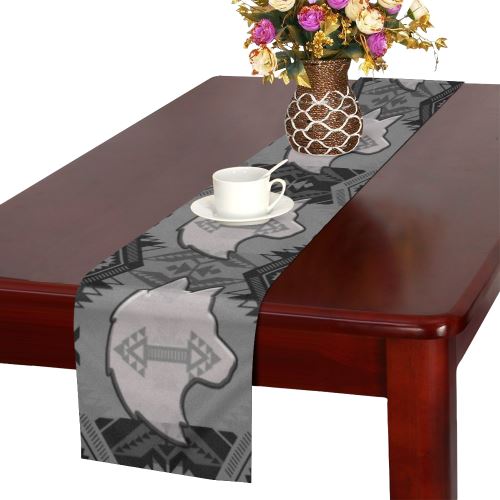 Sovereign Nation Gray with Wolf Table Runner 16x72 inch Table Runner 16x72 inch e-joyer 