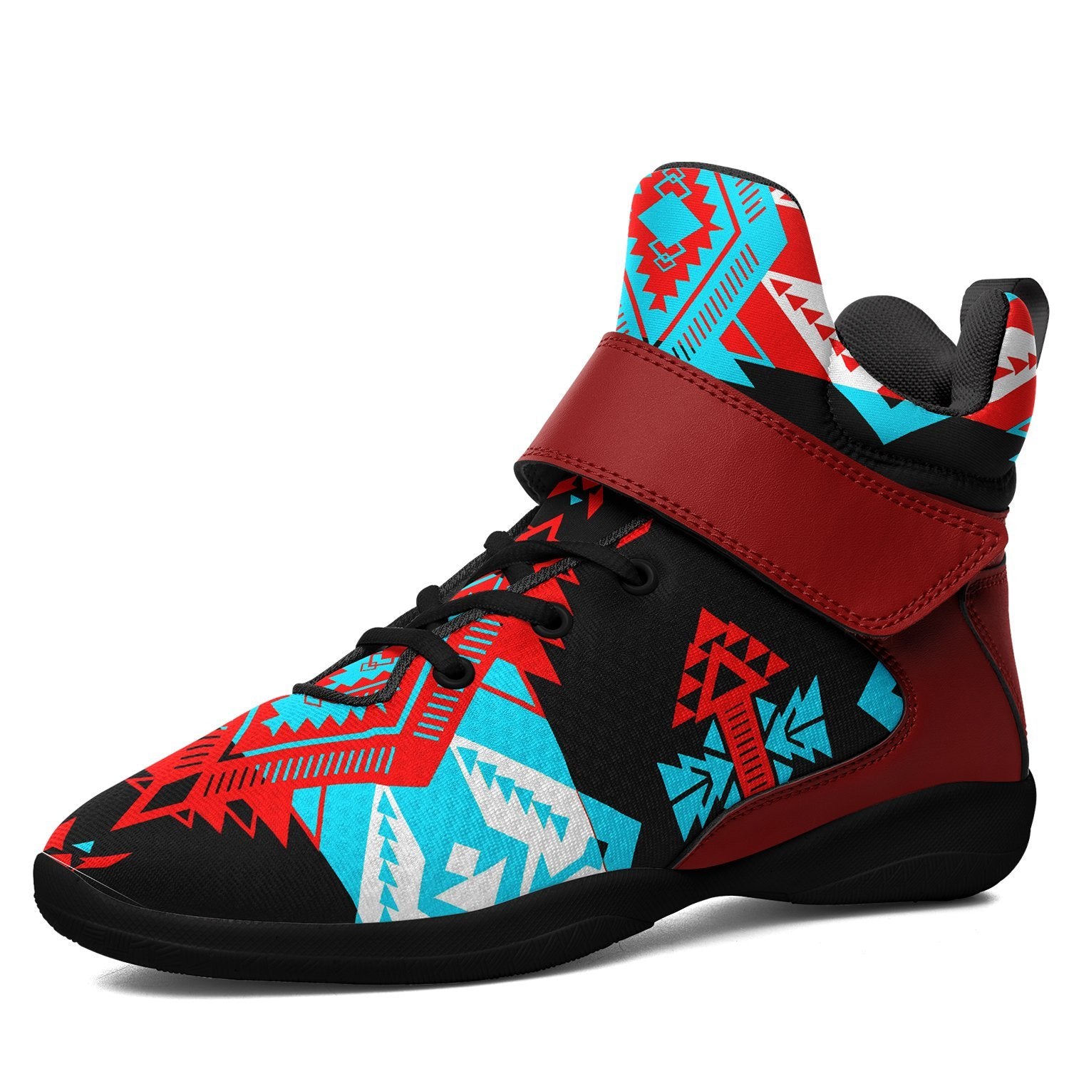 Sovereign Nation Trade Ipottaa Basketball / Sport High Top Shoes 49 Dzine US Women 4.5 / US Youth 3.5 / EUR 35 Black Sole with Dark Red Strap 