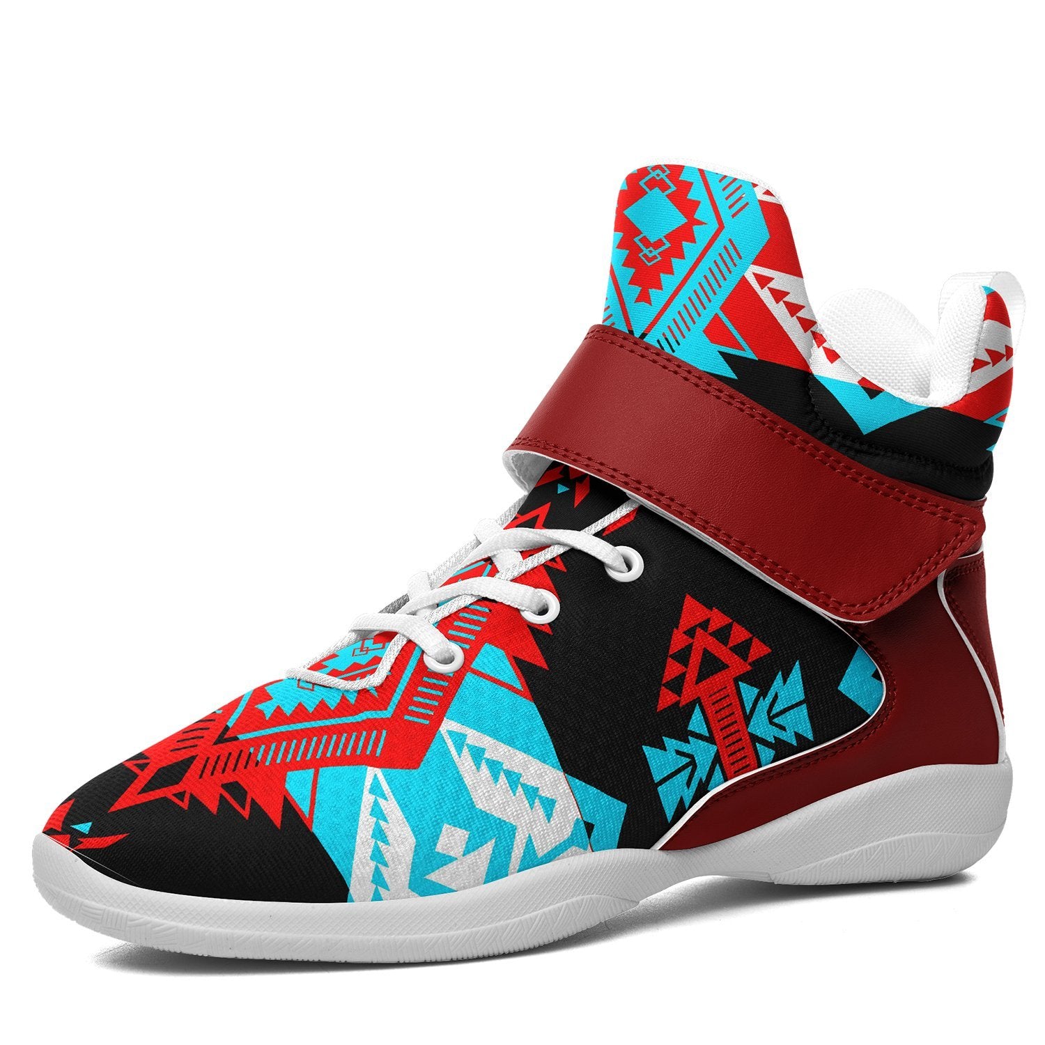 Sovereign Nation Trade Ipottaa Basketball / Sport High Top Shoes 49 Dzine US Women 4.5 / US Youth 3.5 / EUR 35 White Sole with Dark Red Strap 
