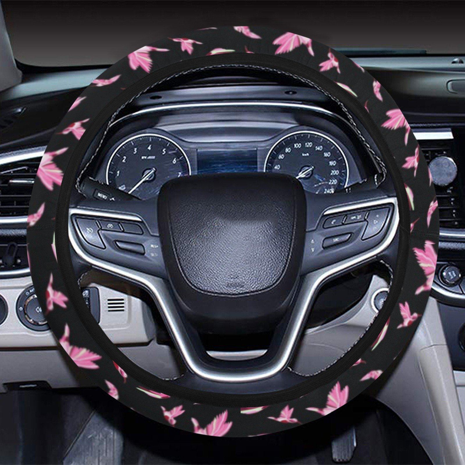 Strawberry Black Steering Wheel Cover with Elastic Edge Steering Wheel Cover with Elastic Edge e-joyer 