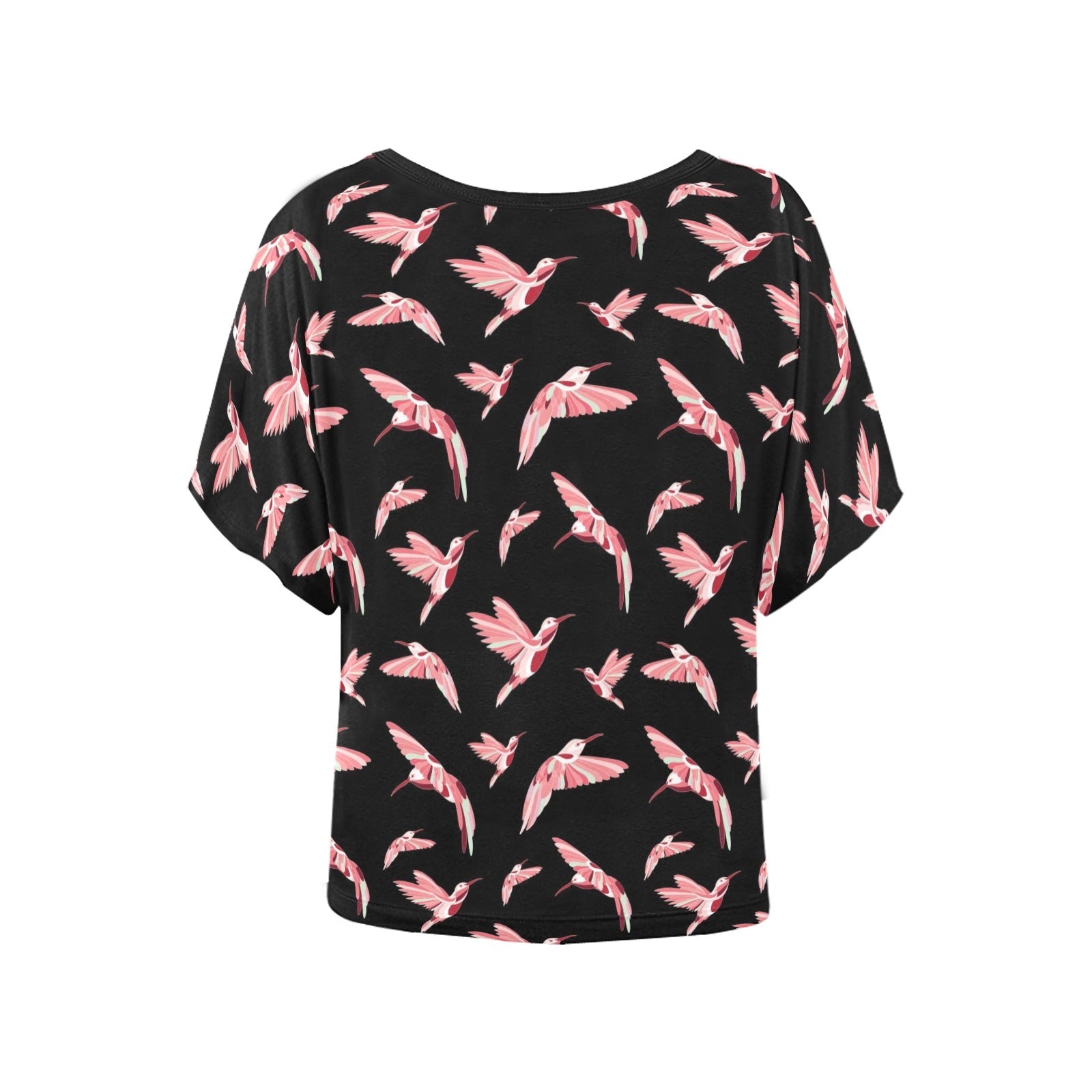 Strawberry Black Women's Batwing-Sleeved Blouse T shirt (Model T44) Women's Batwing-Sleeved Blouse T shirt (T44) e-joyer 