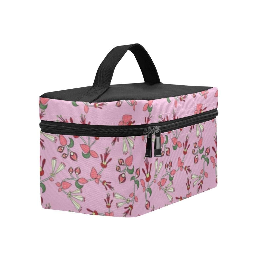 Strawberry Floral Cosmetic Bag/Large (Model 1658) bag e-joyer 