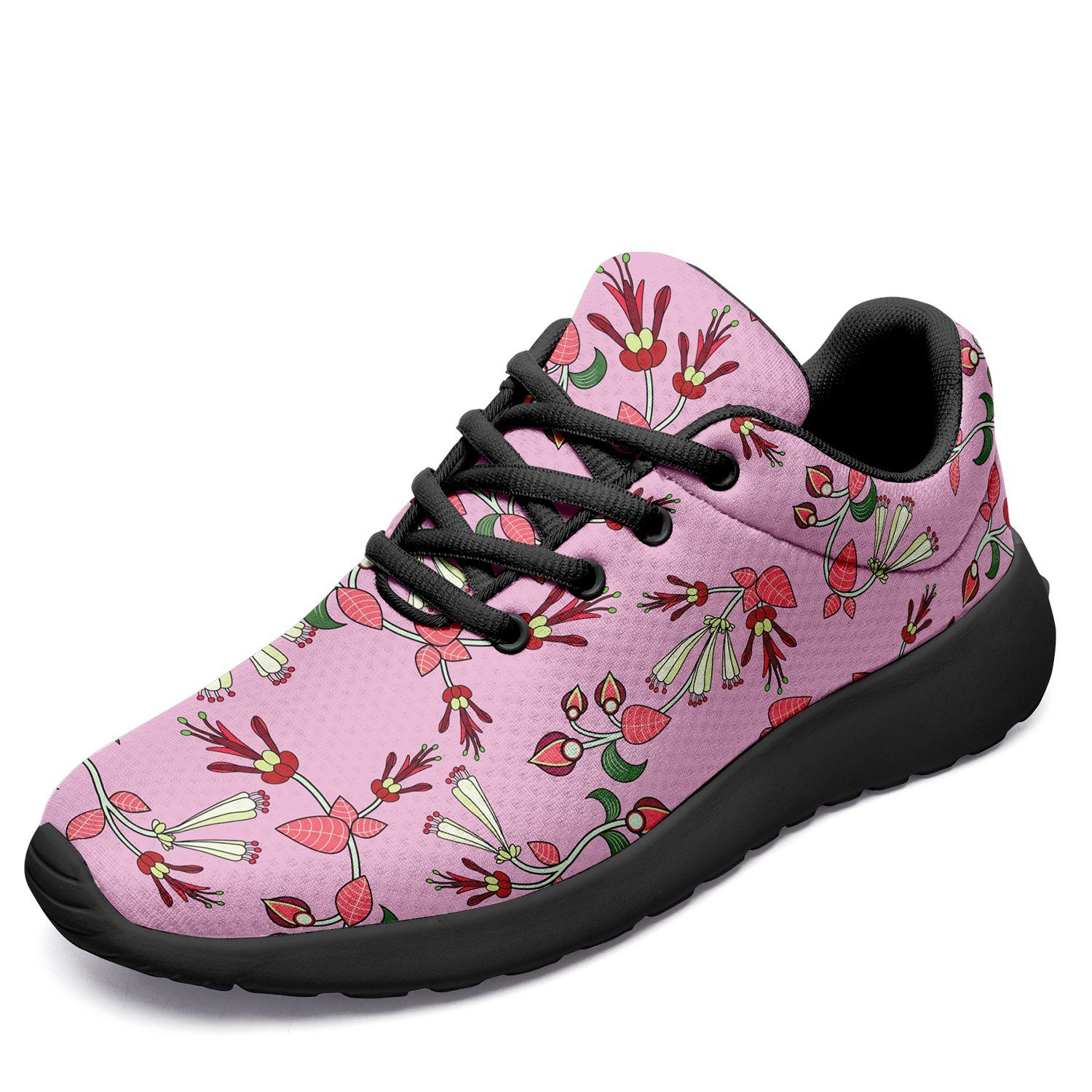 Strawberry Floral Ikkaayi Sport Sneakers ikkaayi Herman US Women 4.5 / US Youth 3.5 / EUR 35 Black Sole 