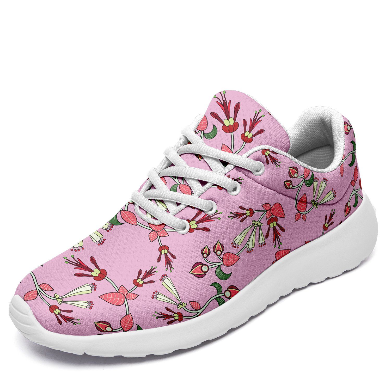 Strawberry Floral Ikkaayi Sport Sneakers ikkaayi Herman US Women 4.5 / US Youth 3.5 / EUR 35 White Sole 