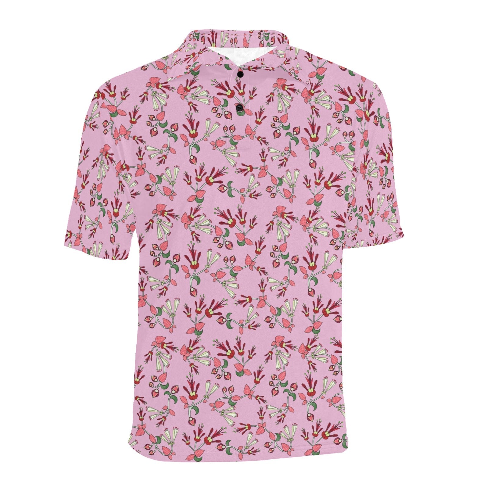 Strawberry Floral Men's All Over Print Polo Shirt (Model T55) Men's Polo Shirt (Model T55) e-joyer 