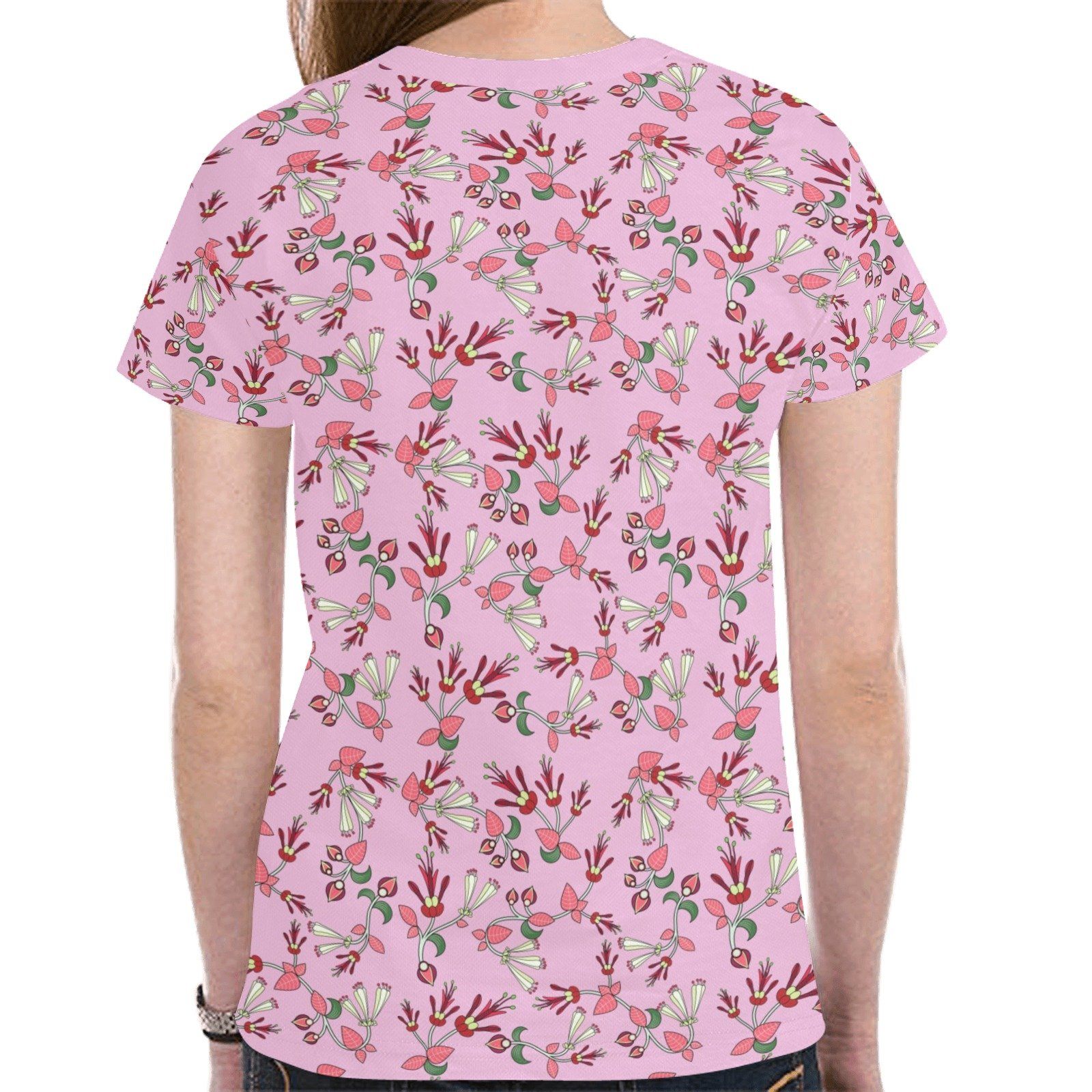 Strawberry Floral New All Over Print T-shirt for Women (Model T45) tshirt e-joyer 