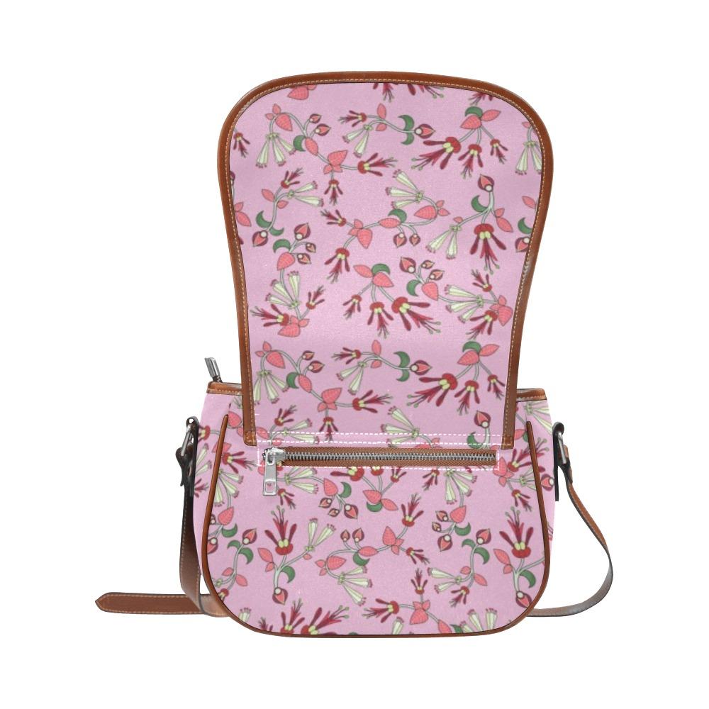 Strawberry Floral Saddle Bag/Large (Model 1649) Saddle Bag/Large e-joyer 