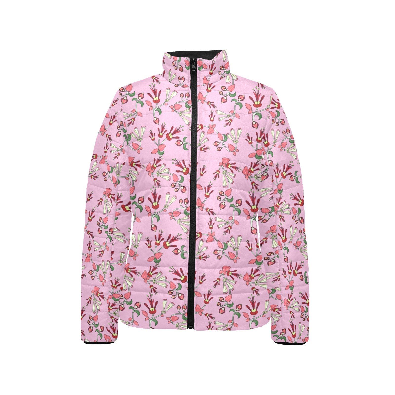 Strawberry Floral Women's Stand Collar Padded Jacket (Model H41) jacket e-joyer 