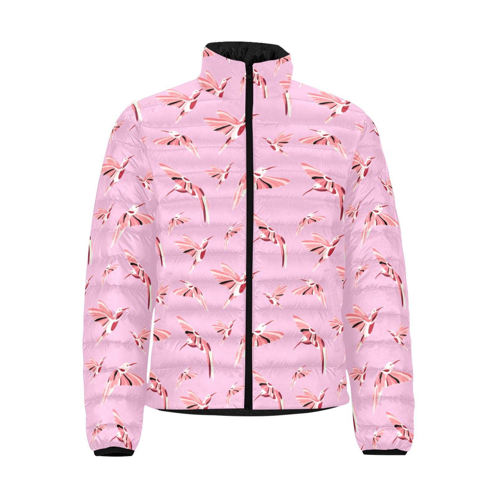 Strawberry Pink Men's Stand Collar Padded Jacket (Model H41) Men's Stand Collar Padded Jacket (H41) e-joyer 