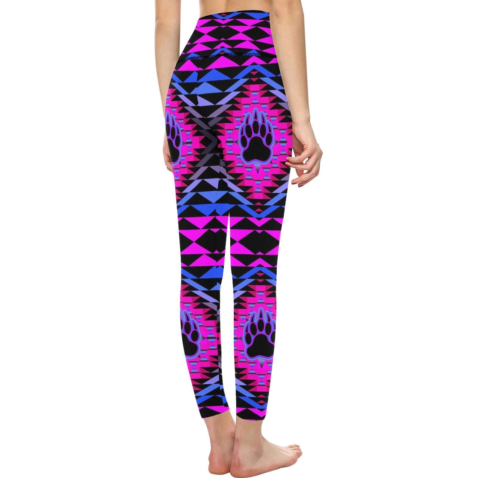 Sunset Bearpaw Blanket Pink All Over Print High-Waisted Leggings (Model L36) High-Waisted Leggings (L36) e-joyer 