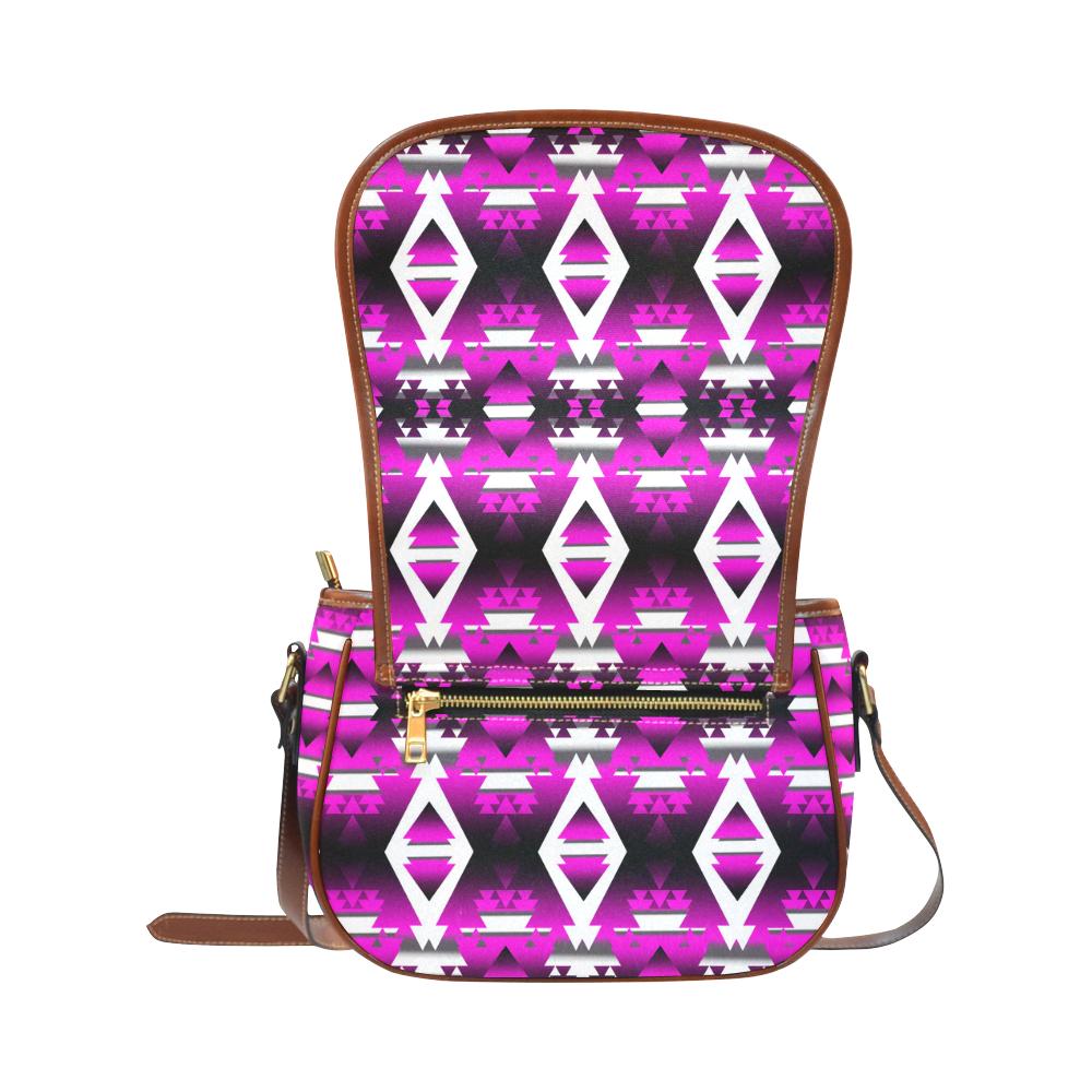 Sunset Winter Camp Saddle Bag/Small (Model 1649) Full Customization Saddle Bag/Small (Full Customization) e-joyer 