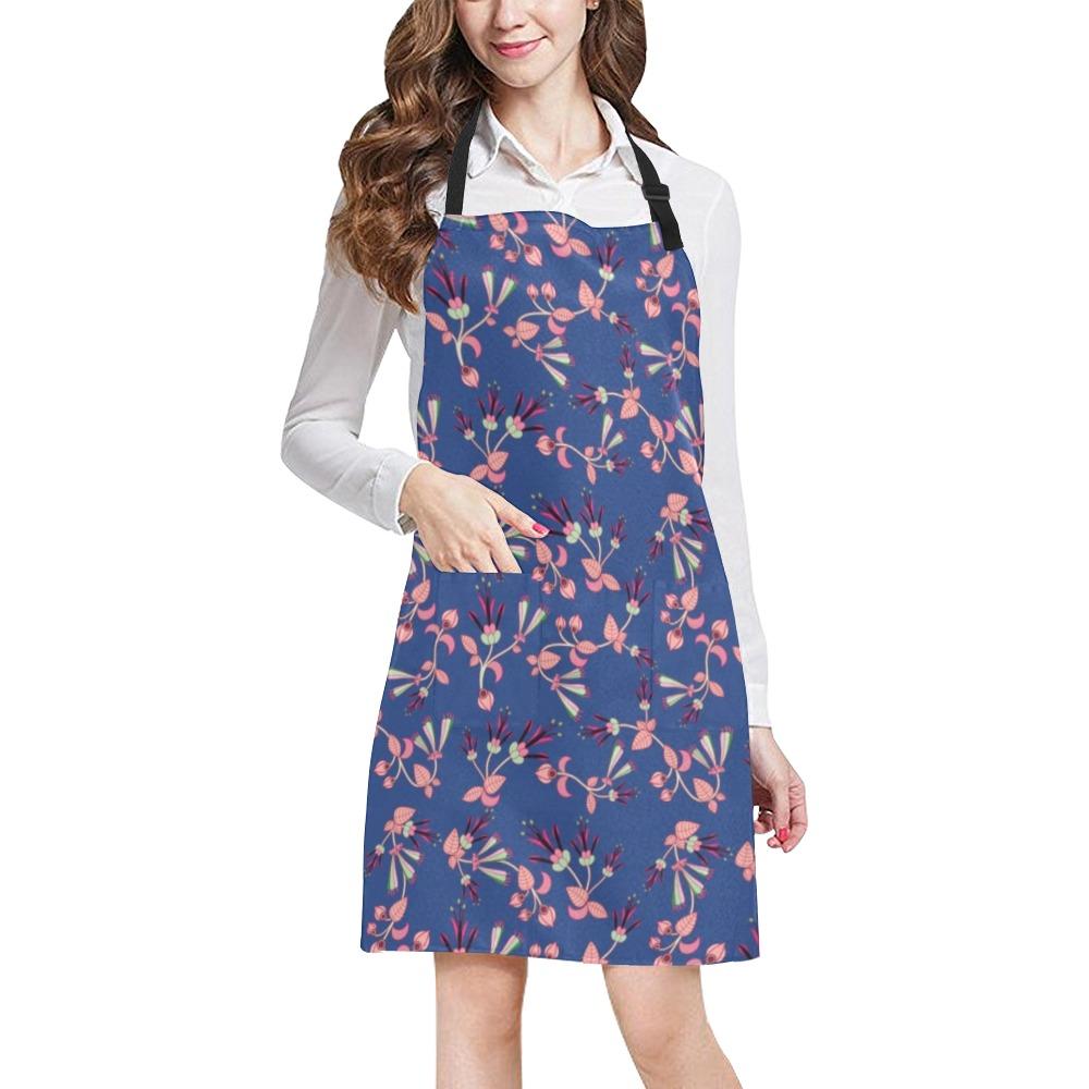 Swift Floral Peach Blue All Over Print Apron All Over Print Apron e-joyer 