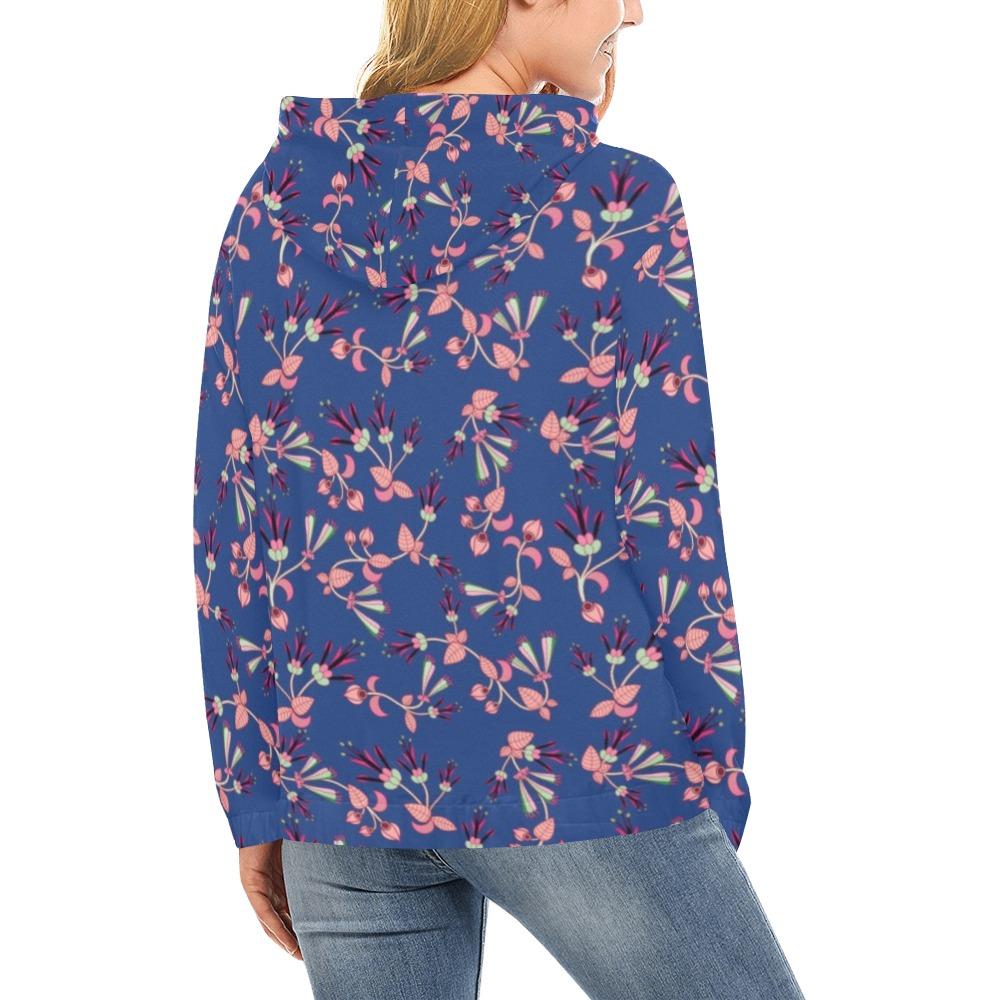 Swift Floral Peach Blue All Over Print Hoodie for Women (USA Size) (Model H13) All Over Print Hoodie for Women (H13) e-joyer 