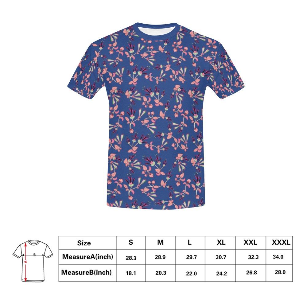 Swift Floral Peach Blue All Over Print T-Shirt for Men (USA Size) (Model T40) All Over Print T-Shirt for Men (T40) e-joyer 