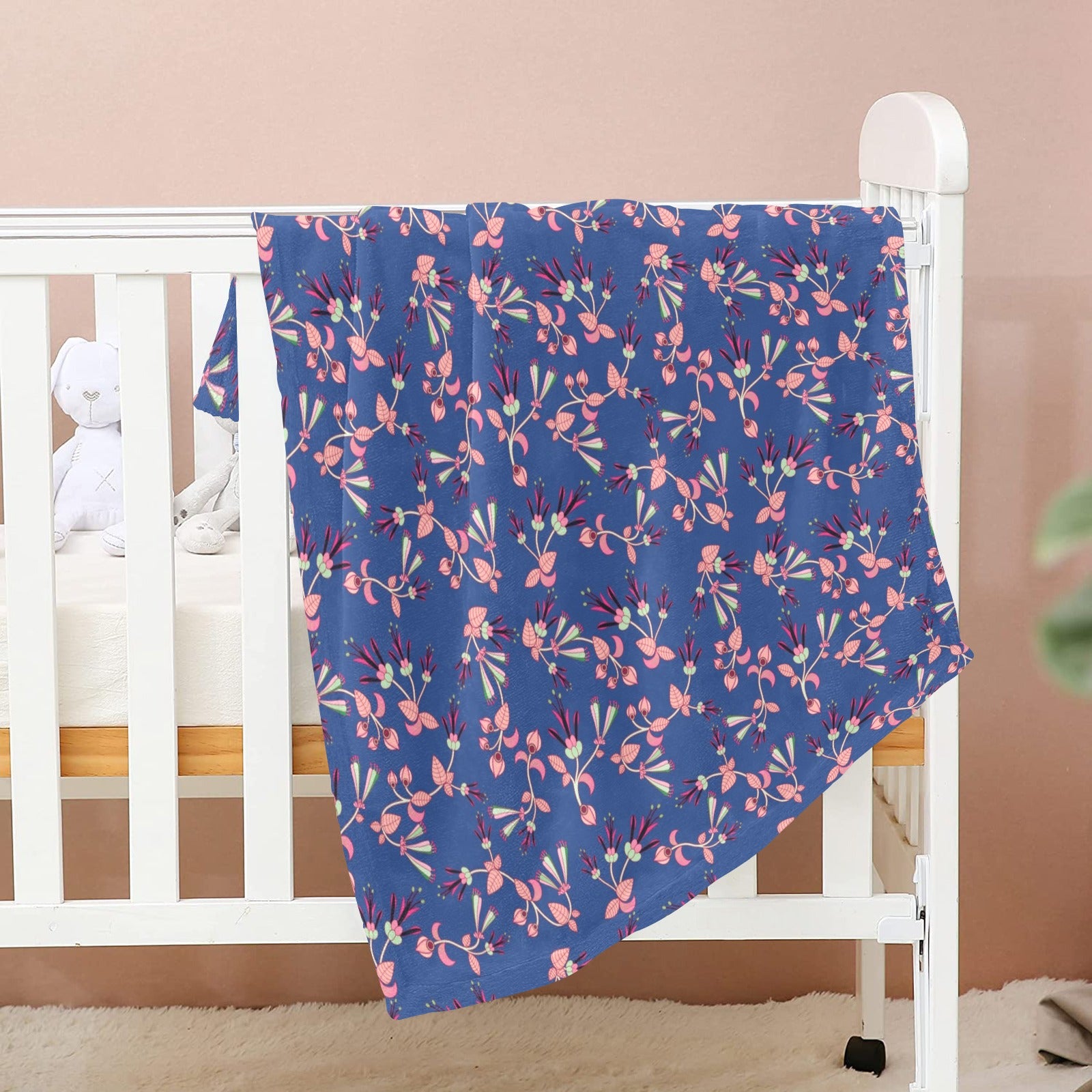 Swift Floral Peach Blue Baby Blanket 40"x50" Baby Blanket 40"x50" e-joyer 