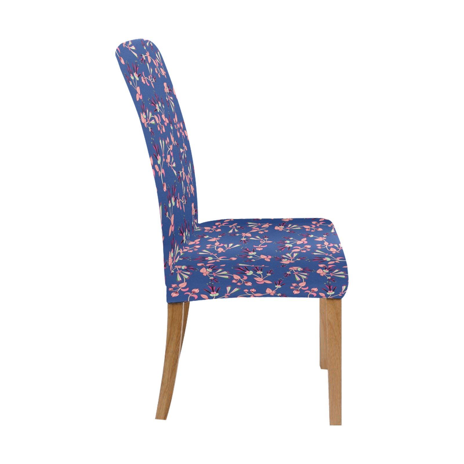 Swift Floral Peach Blue Chair Cover (Pack of 4) Chair Cover (Pack of 4) e-joyer 