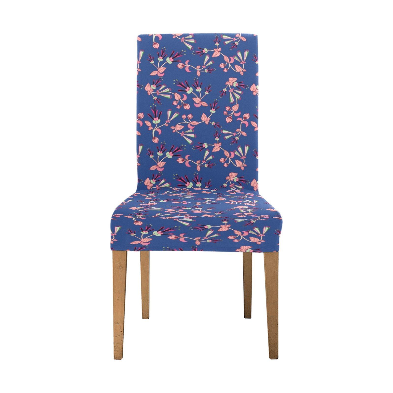 Swift Floral Peach Blue Chair Cover (Pack of 4) Chair Cover (Pack of 4) e-joyer 