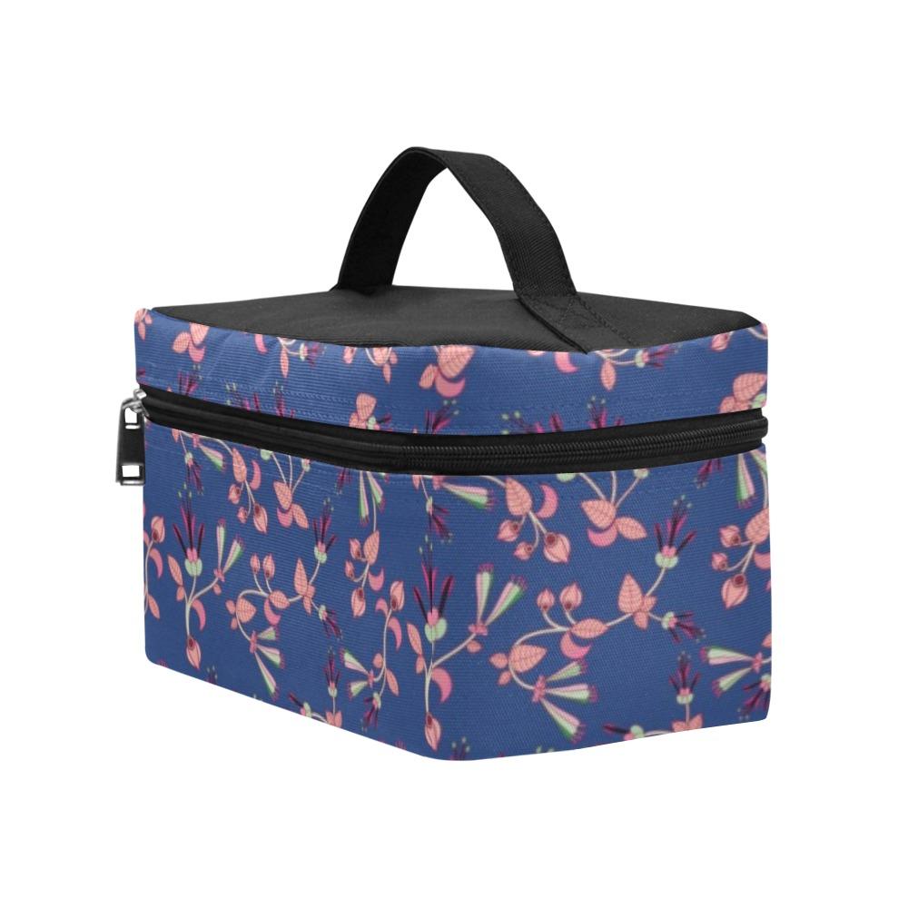 Swift Floral Peach Blue Cosmetic Bag/Large (Model 1658) bag e-joyer 