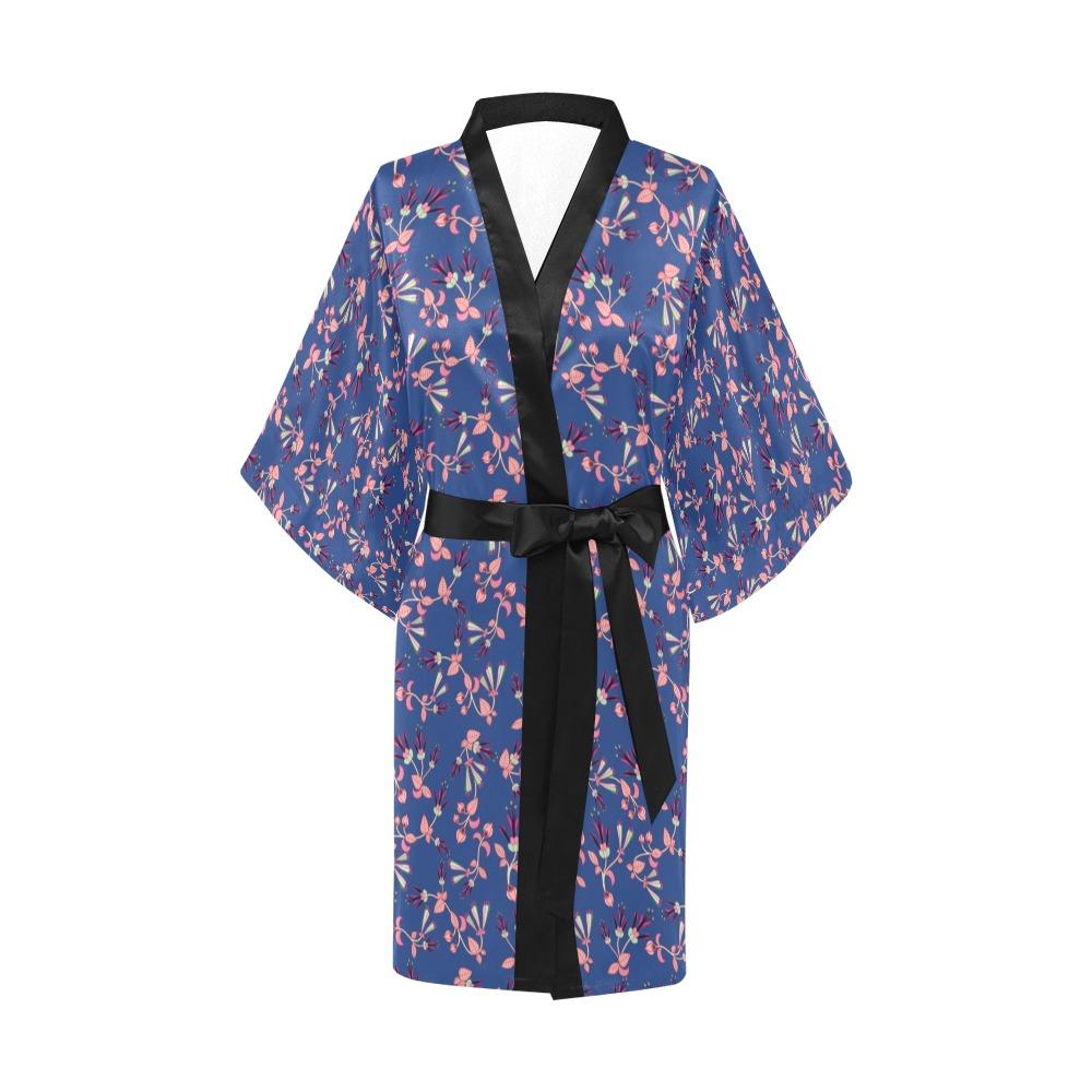 Swift Floral Peach Blue Kimono Robe Artsadd 