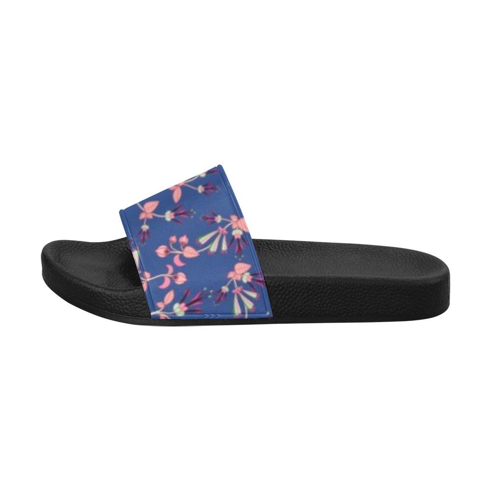 Swift Floral Peach Blue Men's Slide Sandals (Model 057) Men's Slide Sandals (057) e-joyer 