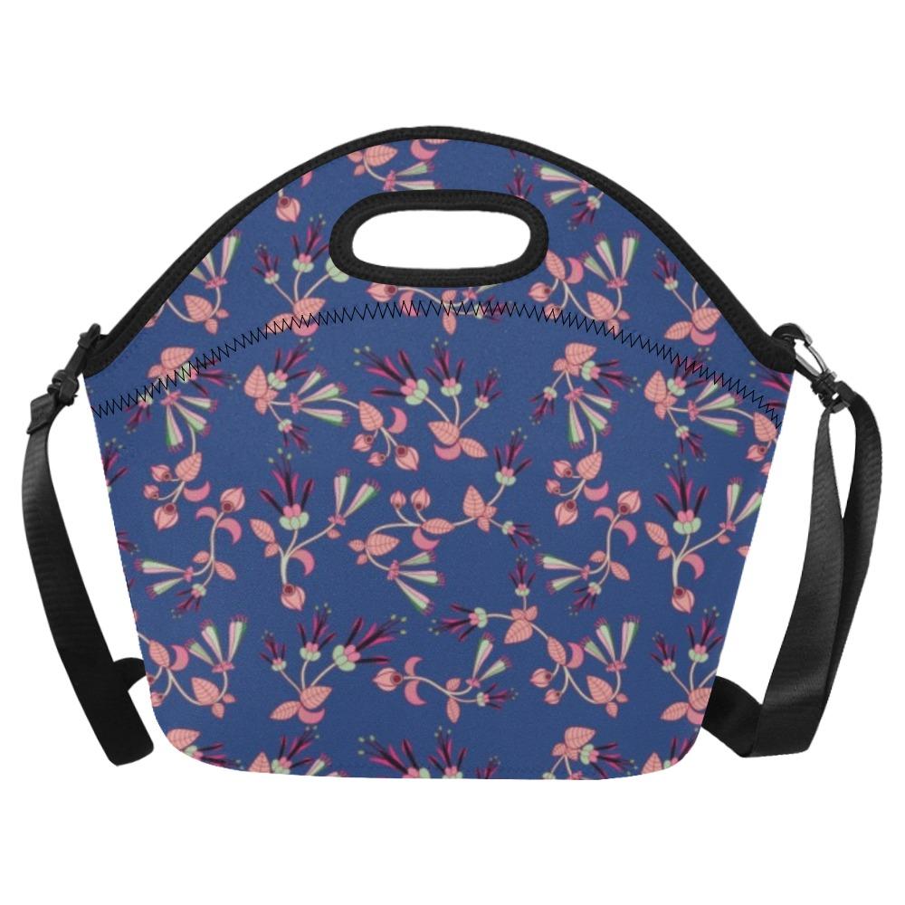 Swift Floral Peach Blue Neoprene Lunch Bag/Large (Model 1669) bag e-joyer 
