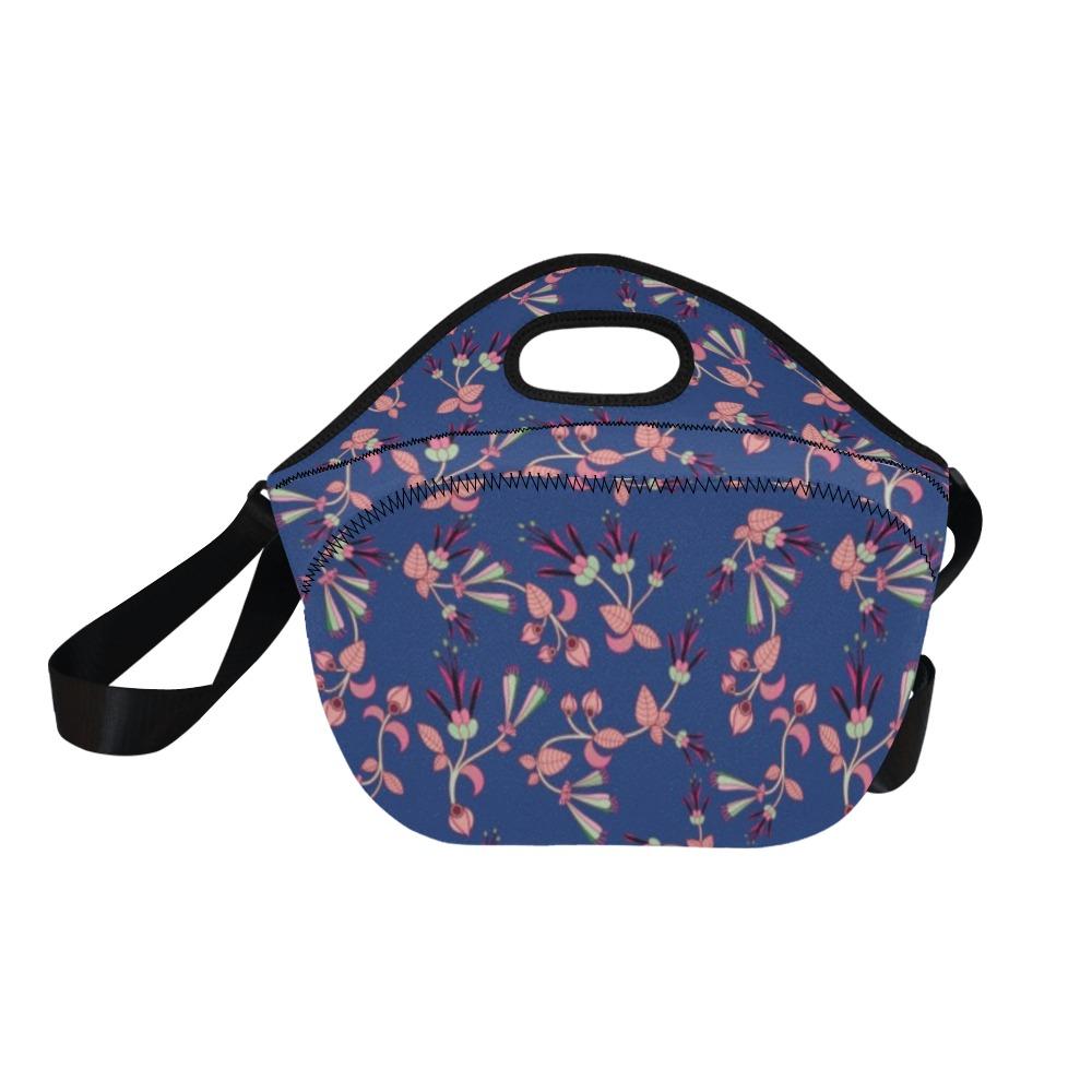 Swift Floral Peach Blue Neoprene Lunch Bag/Large (Model 1669) bag e-joyer 