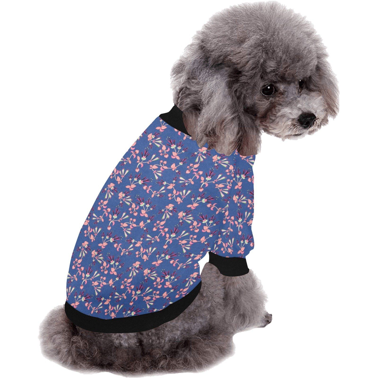 Swift Floral Peach Blue Pet Dog Round Neck Shirt Pet Dog Round Neck Shirt e-joyer 