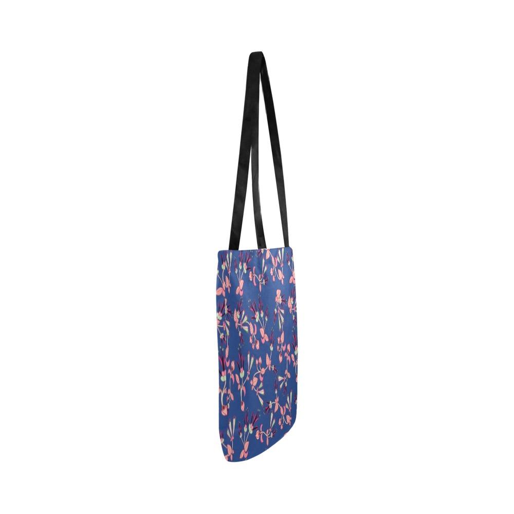 Swift Floral Peach Blue Reusable Shopping Bag Model 1660 (Two sides) Shopping Tote Bag (1660) e-joyer 