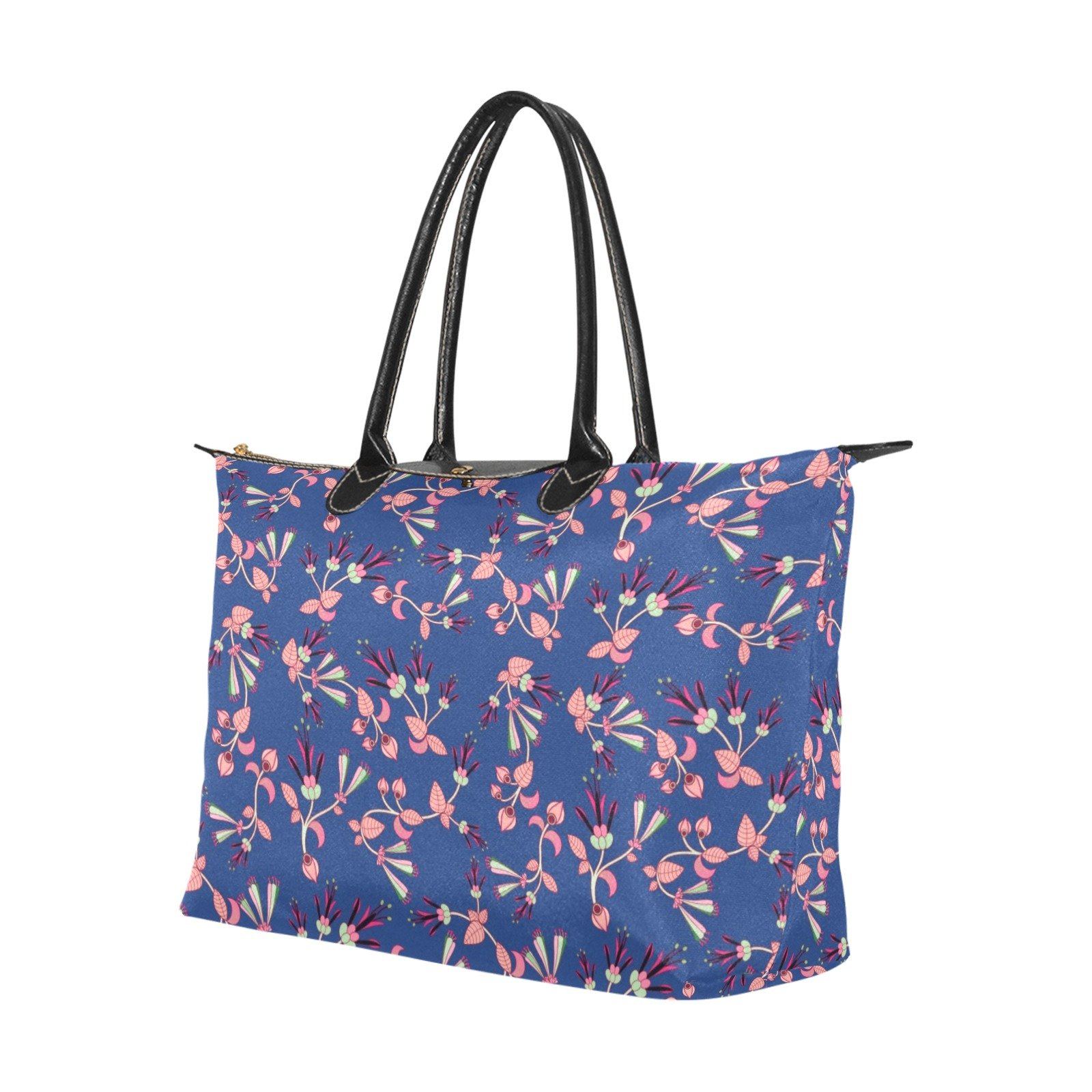Swift Floral Peach Blue Single-Shoulder Lady Handbag (Model 1714) bag e-joyer 
