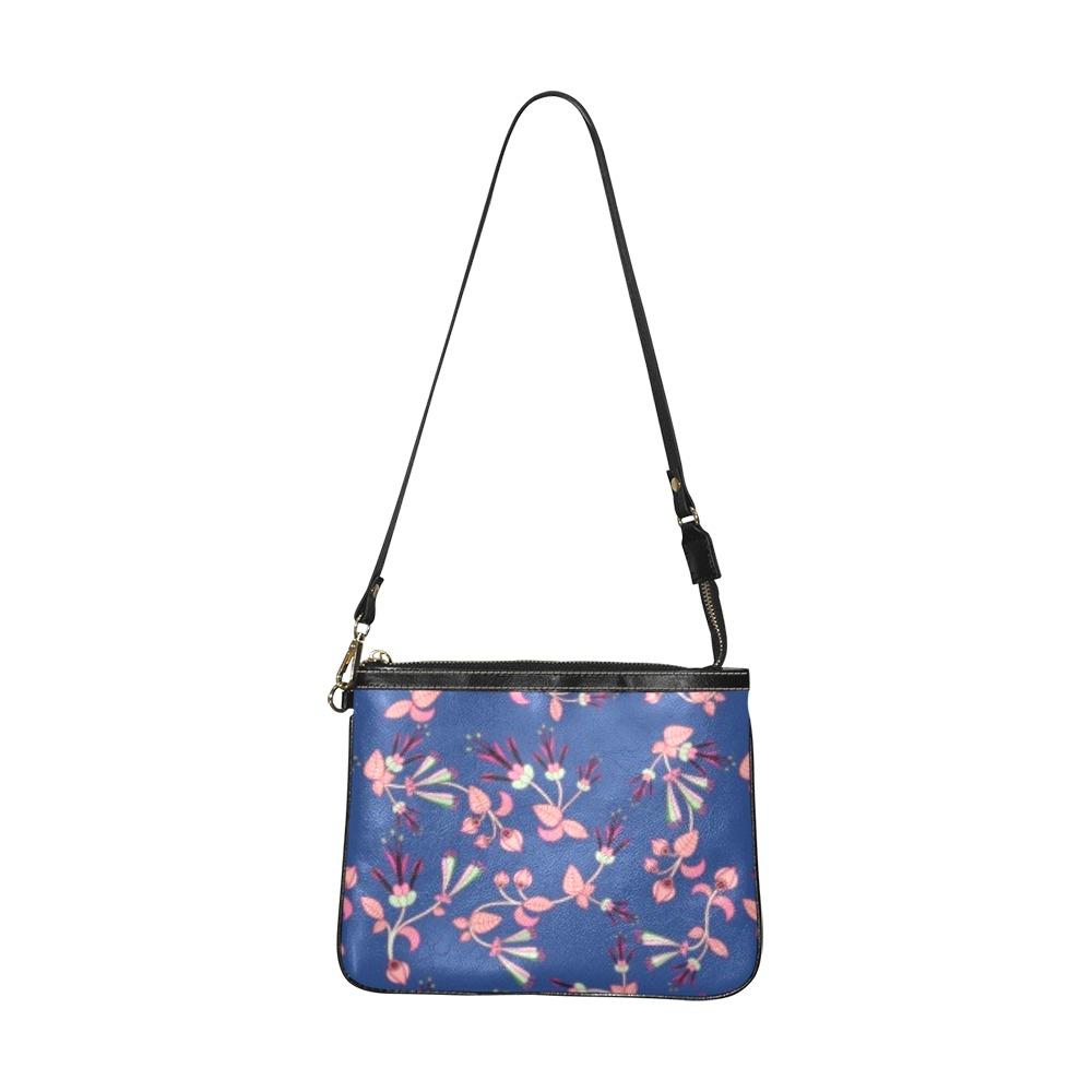 Swift Floral Peach Blue Small Shoulder Bag (Model 1710) Small Shoulder Bag (1710) e-joyer 
