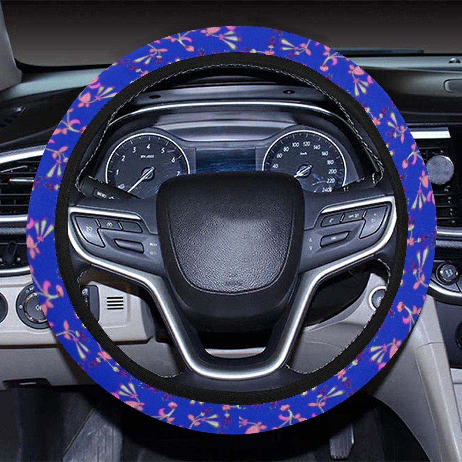 Swift Floral Peach Blue Steering Wheel Cover with Elastic Edge Steering Wheel Cover with Elastic Edge e-joyer 