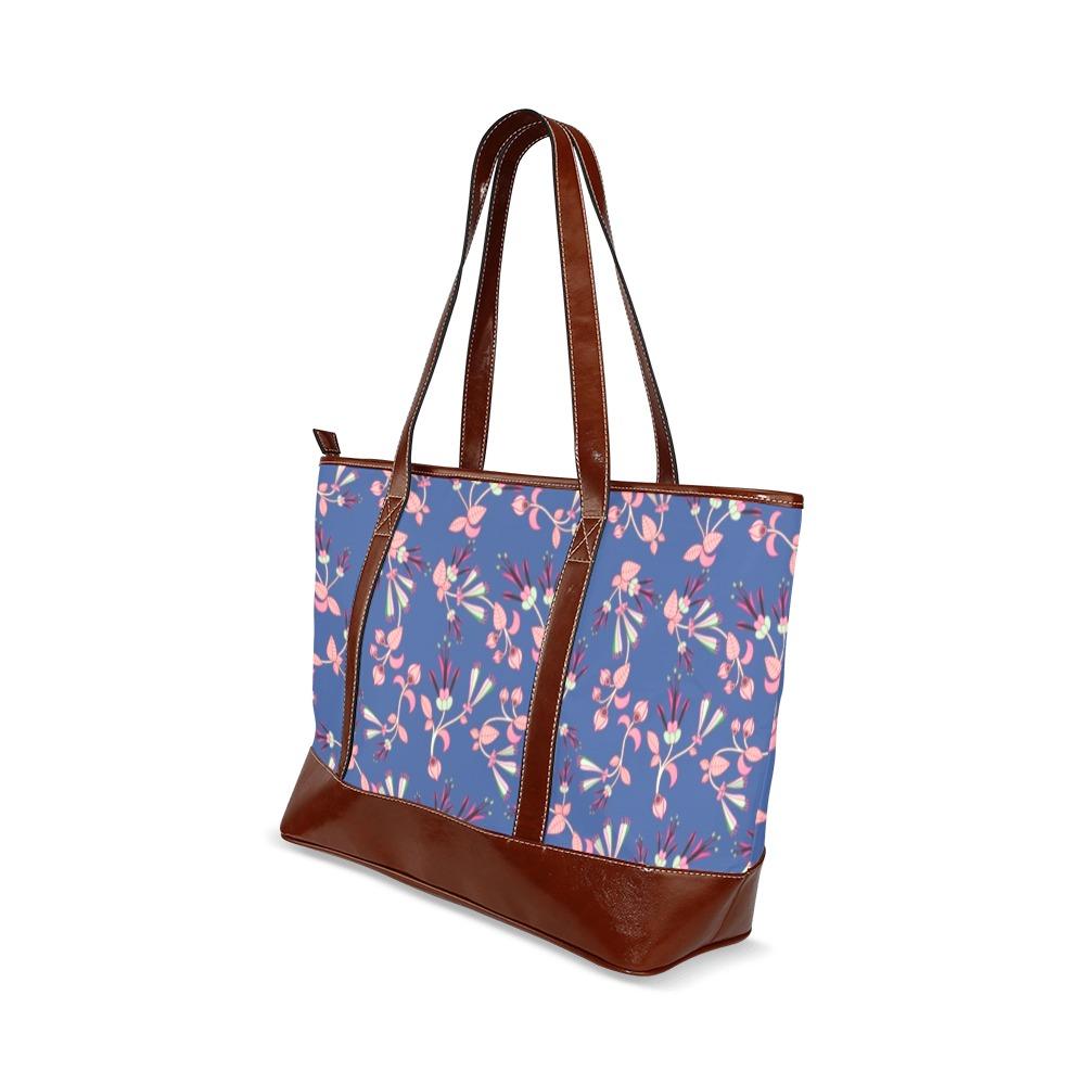 Swift Floral Peach Blue Tote Handbag (Model 1642) Tote Handbags (1642) e-joyer 