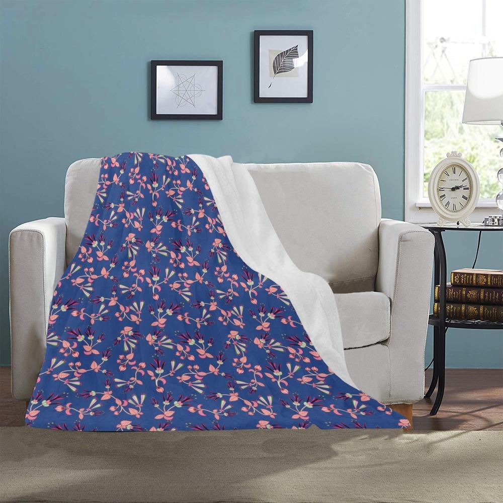 Swift Floral Peach Blue Ultra-Soft Micro Fleece Blanket 40"x50" Ultra-Soft Blanket 40''x50'' e-joyer 