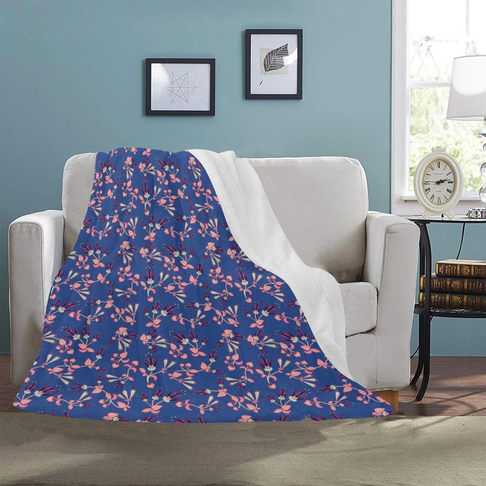 Swift Floral Peach Blue Ultra-Soft Micro Fleece Blanket 50"x60" Ultra-Soft Blanket 50''x60'' e-joyer 