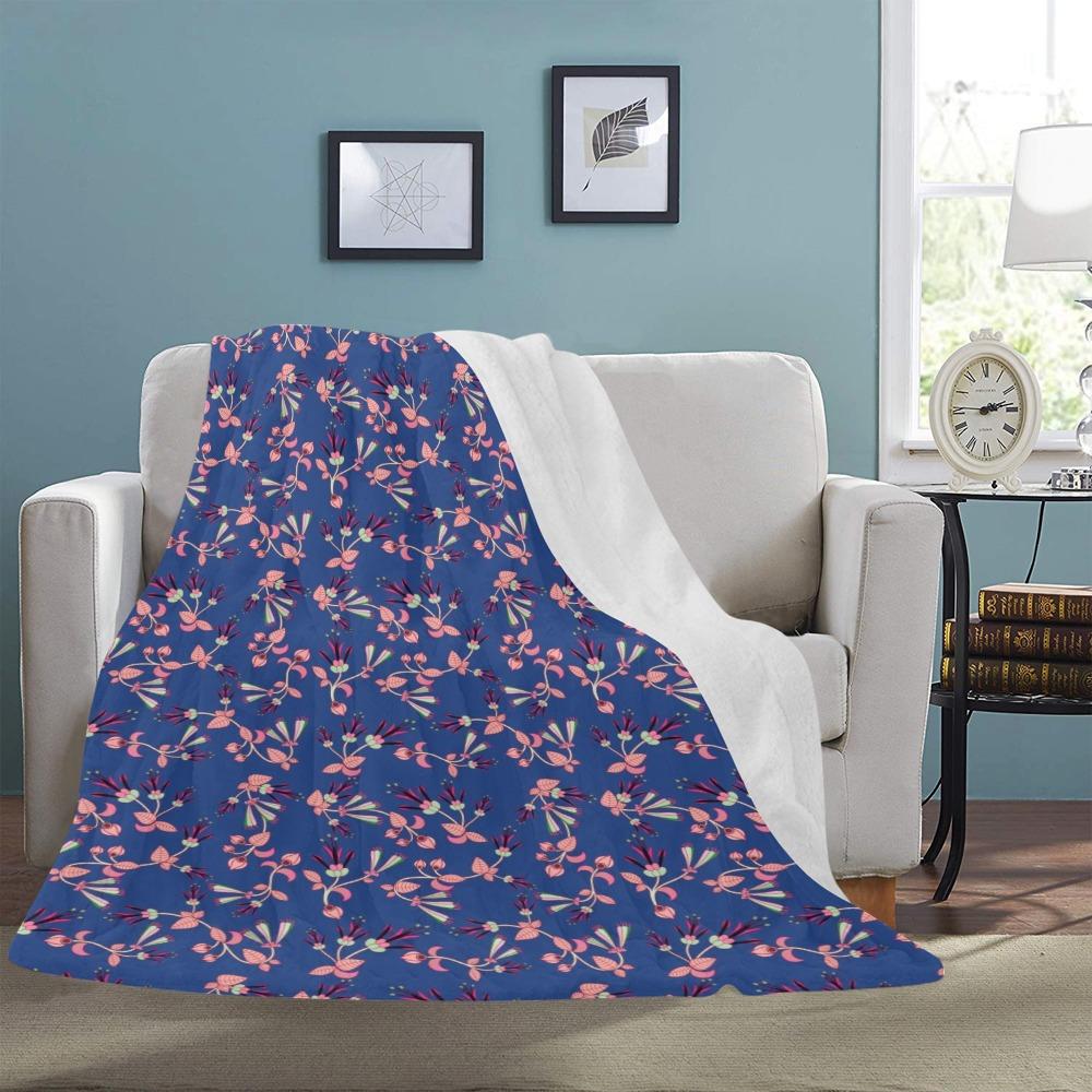 Swift Floral Peach Blue Ultra-Soft Micro Fleece Blanket 60"x80" Ultra-Soft Blanket 60''x80'' e-joyer 