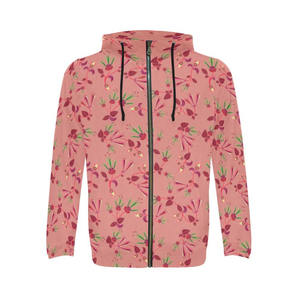 Swift Floral Peach Rouge Remix All Over Print Full Zip Hoodie for Men (Model H14) All Over Print Full Zip Hoodie for Men (H14) e-joyer 