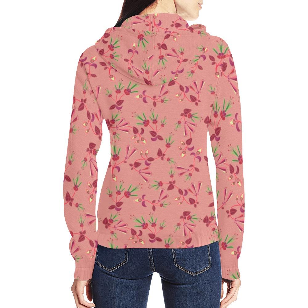 Swift Floral Peach Rouge Remix Full Zip Hoodie for Women