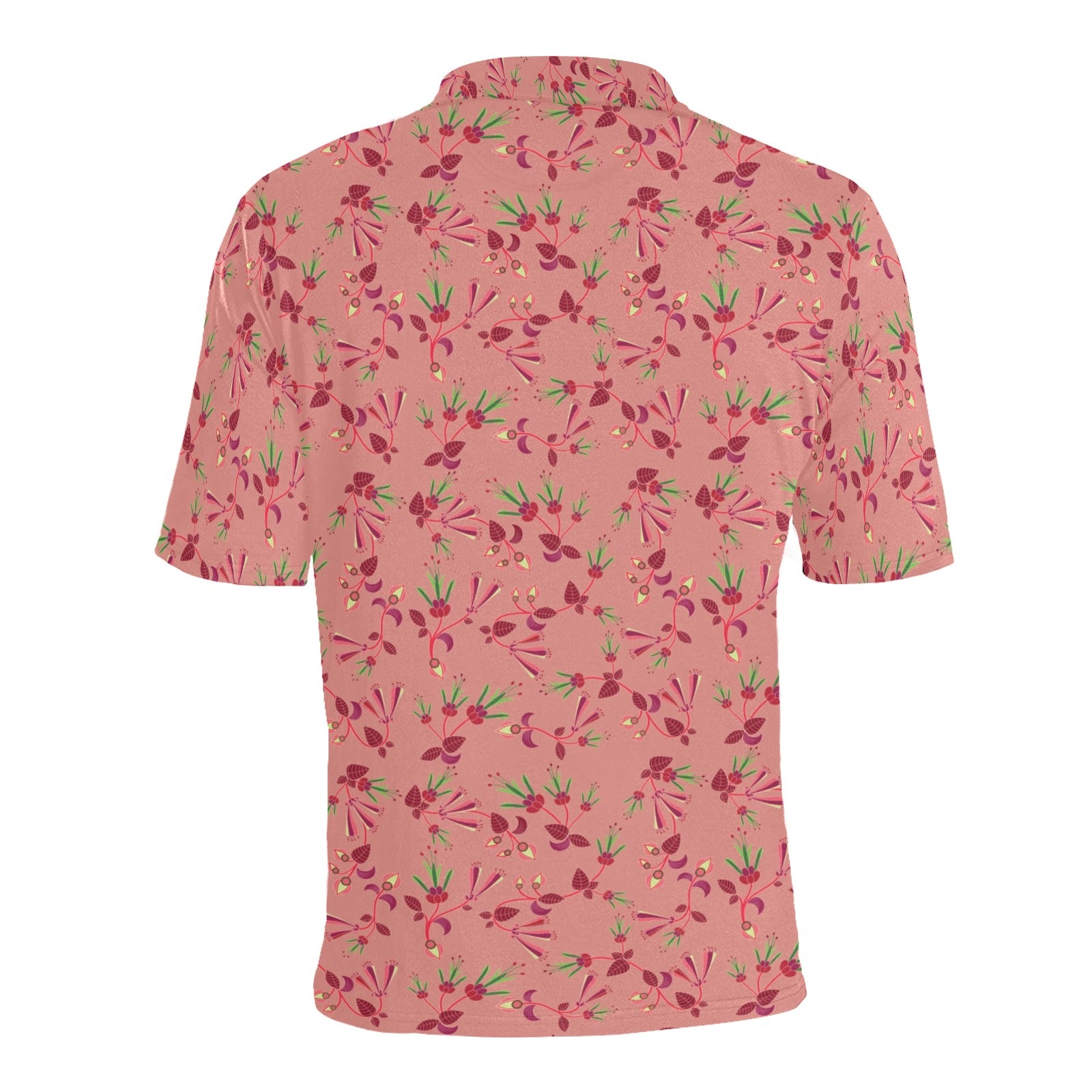Swift Floral Peach Rouge Remix Men's All Over Print Polo Shirt (Model T55) Men's Polo Shirt (Model T55) e-joyer 