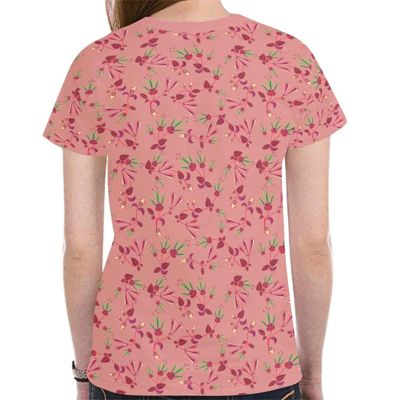 Swift Floral Peach Rouge Remix New All Over Print T-shirt for Women (Model T45) tshirt e-joyer 