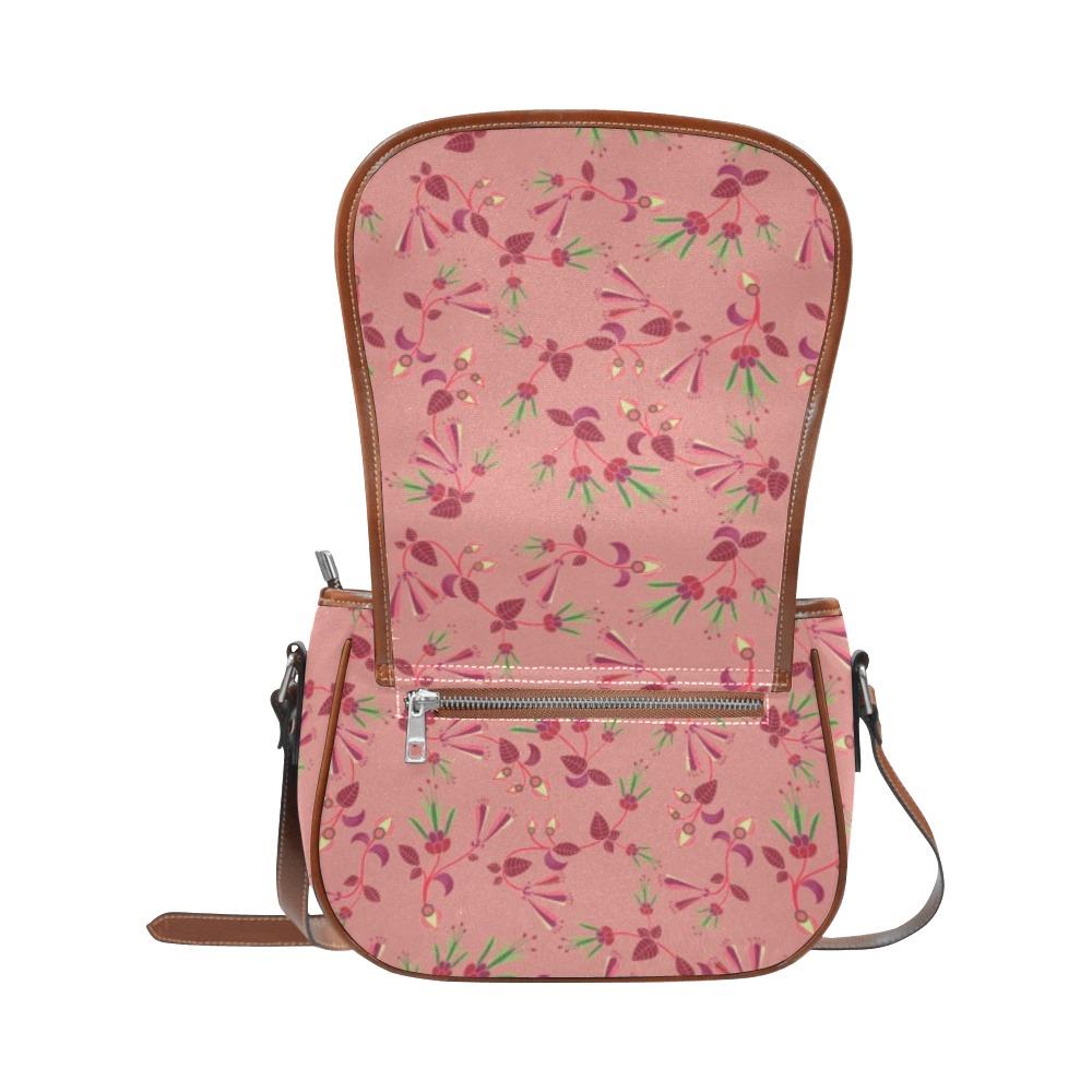 Swift Floral Peach Rouge Remix Saddle Bag/Large (Model 1649) Saddle Bag/Large e-joyer 