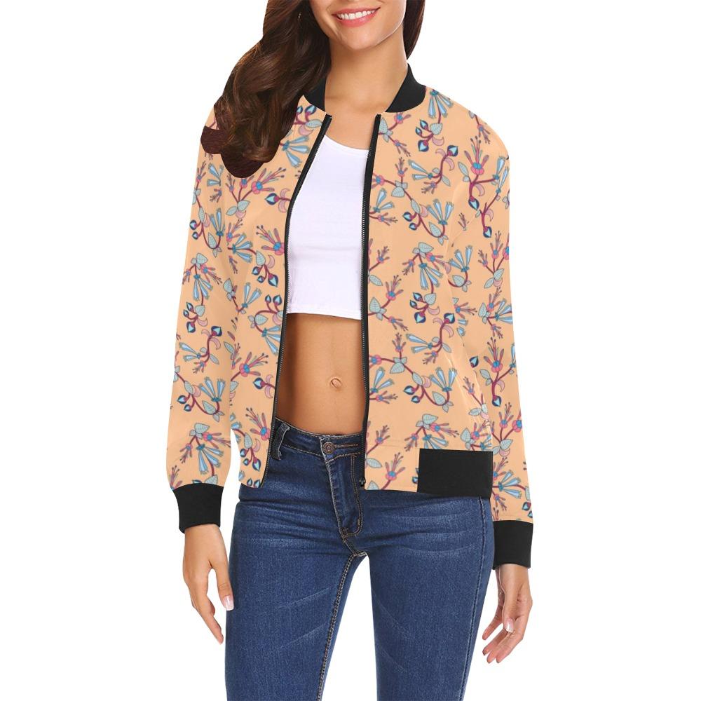 Swift Floral Peache All Over Print Bomber Jacket for Women (Model H19) Jacket e-joyer 