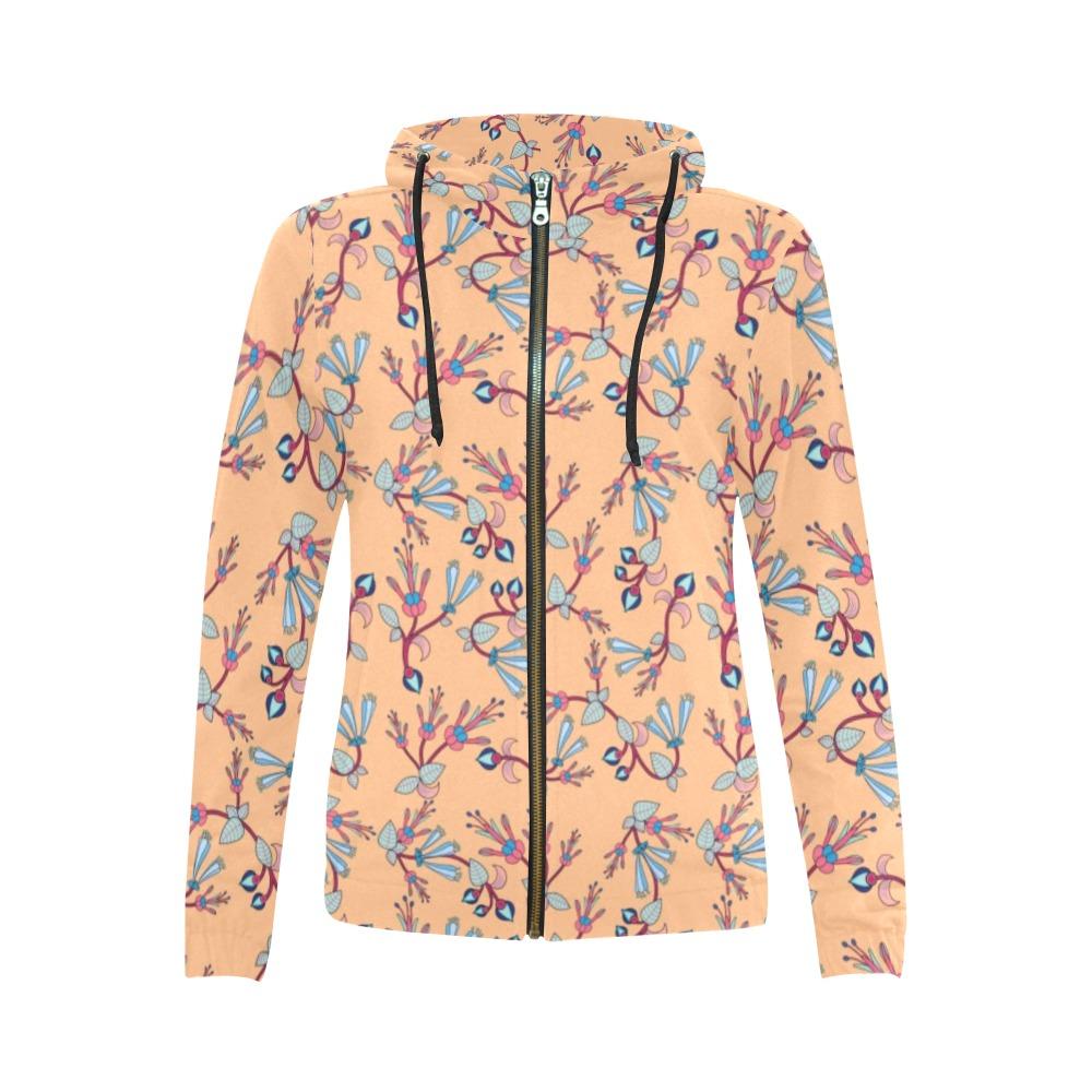 Swift Floral Peache All Over Print Full Zip Hoodie for Women (Model H14) All Over Print Full Zip Hoodie for Women (H14) e-joyer 