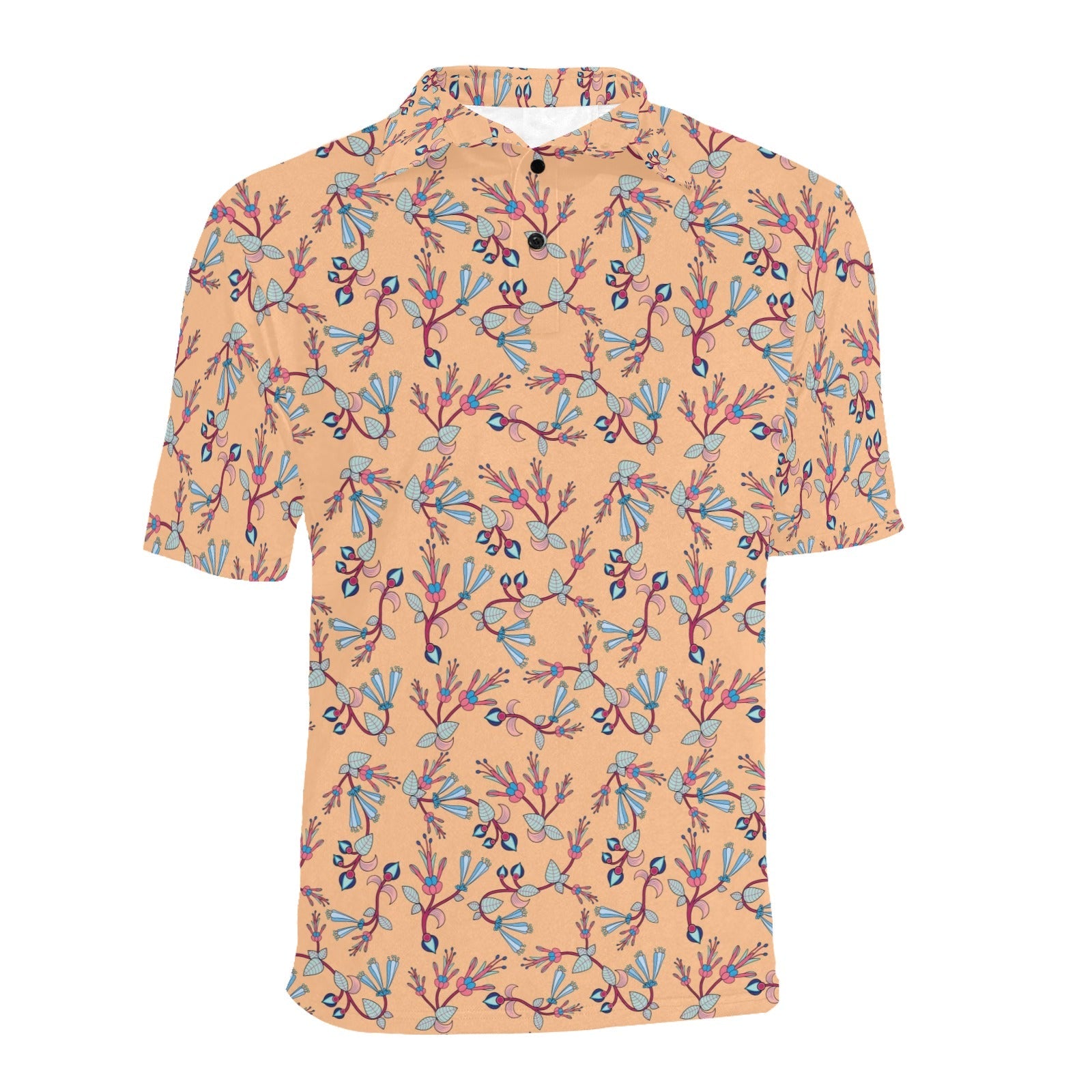 Swift Floral Peache Men's All Over Print Polo Shirt (Model T55) Men's Polo Shirt (Model T55) e-joyer 