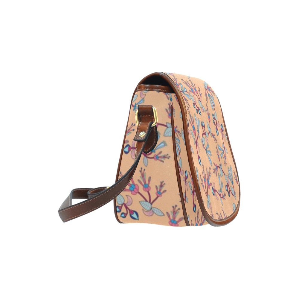 Swift Floral Peache Saddle Bag/Large (Model 1649) Saddle Bag/Large e-joyer 