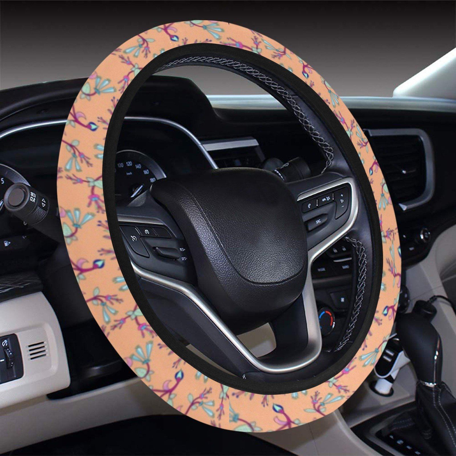 Swift Floral Peache Steering Wheel Cover with Elastic Edge Steering Wheel Cover with Elastic Edge e-joyer 