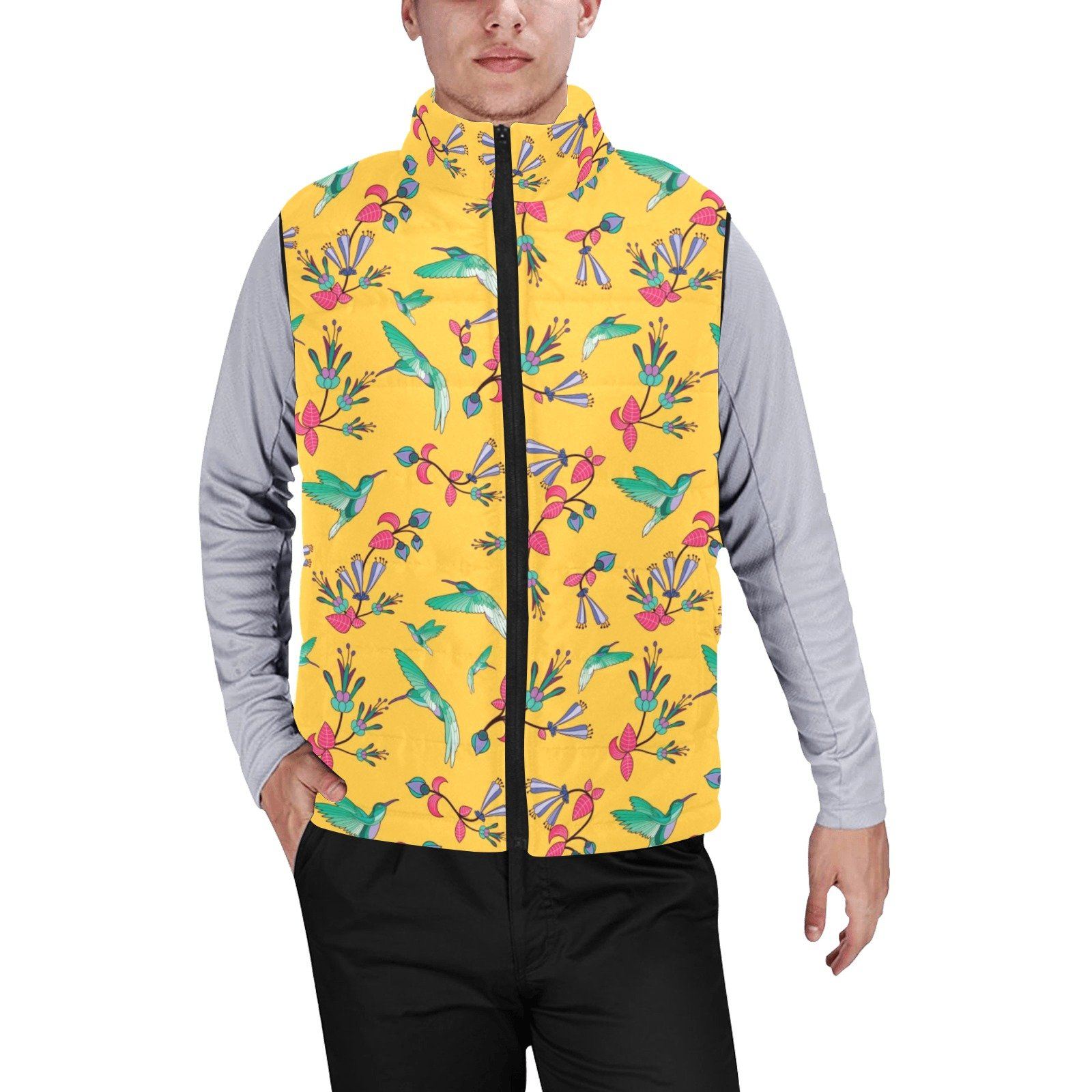 Swift Pastel Yellow Men's Padded Vest Jacket (Model H44) Men's Padded Vest Jacket (H44) e-joyer 