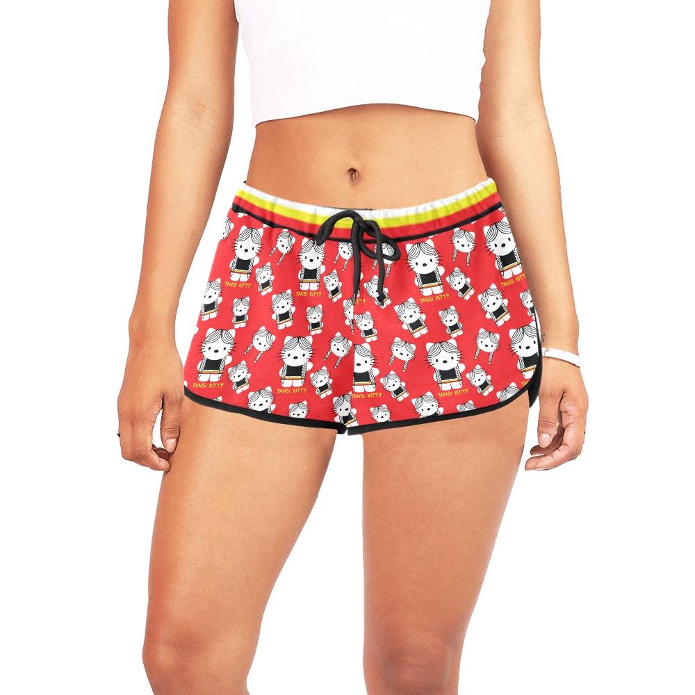 Tansi Kitty Medicine Band Type Red Women's All Over Print Relaxed Shorts (Model L19) Women's All Over Print Relaxed Shorts (L19) e-joyer 