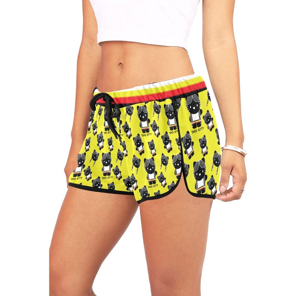 Tansi Kitty Medicine Band Type Yellow Invert Women's All Over Print Relaxed Shorts (Model L19) Women's All Over Print Relaxed Shorts (L19) e-joyer 