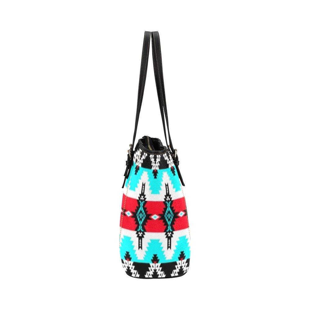 Two Spirit Dance Leather Tote Bag/Large (Model 1640) Leather Tote Bag (1640) e-joyer 